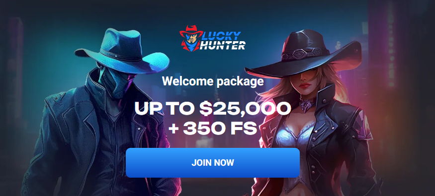 Lucky Hunter Casino lobby homepage preview